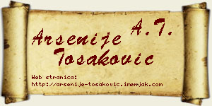 Arsenije Tošaković vizit kartica